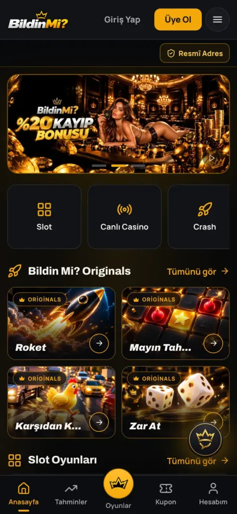 Platformdaki Resmî Adresler sayfasının mobil görünümü